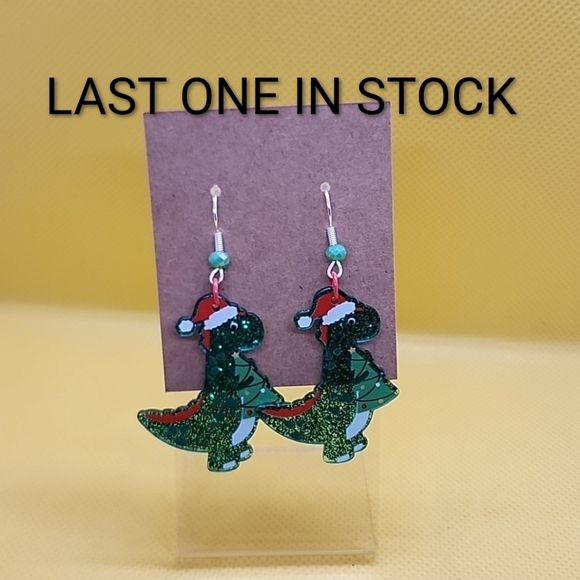 Jewelry - Christmas T-Rex with Tree Earrings